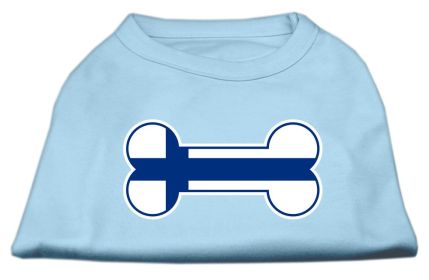 Bone Shaped Finland Flag Screen Print Shirts Baby Blue XL