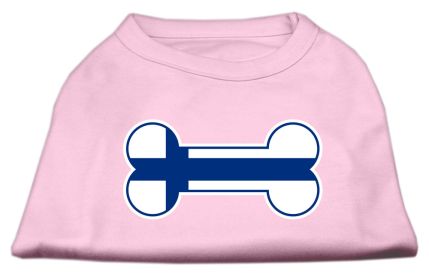 Bone Shaped Finland Flag Screen Print Shirts Light Pink XL