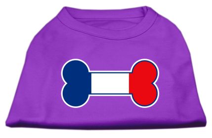 Bone Shaped France Flag Screen Print Shirts Purple XL