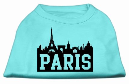 Paris Skyline Screen Print Shirt Aqua XL