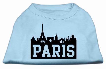 Paris Skyline Screen Print Shirt Baby Blue XL