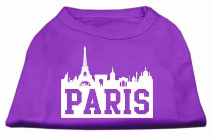 Paris Skyline Screen Print Shirt Purple XL