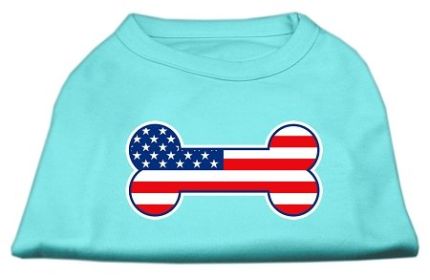 Bone Shaped American Flag Screen Print Shirts Aqua S