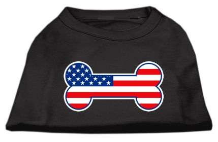 Bone Shaped American Flag Screen Print Shirts Black S