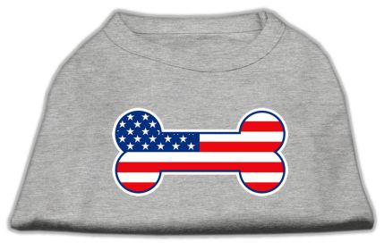 Bone Shaped American Flag Screen Print Shirts Grey S