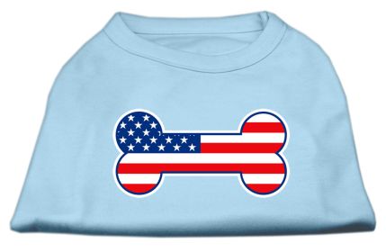 Bone Shaped American Flag Screen Print Shirts Baby Blue S