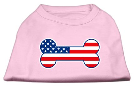 Bone Shaped American Flag Screen Print Shirts Light Pink S