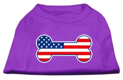 Bone Shaped American Flag Screen Print Shirts Purple S