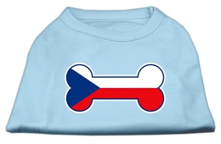 Bone Shaped Czech Republic Flag Screen Print Shirts Baby Blue S