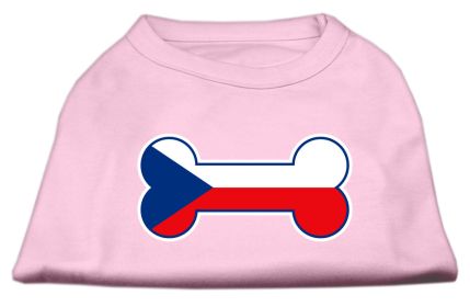 Bone Shaped Czech Republic Flag Screen Print Shirts Light Pink S