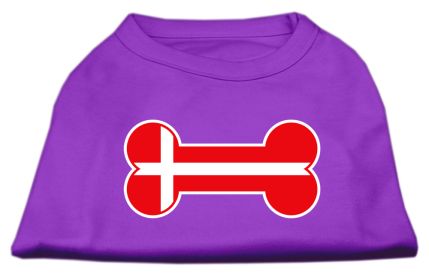 Bone Shaped Denmark Flag Screen Print Shirts Purple S