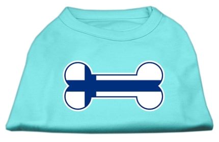 Bone Shaped Finland Flag Screen Print Shirts Aqua S