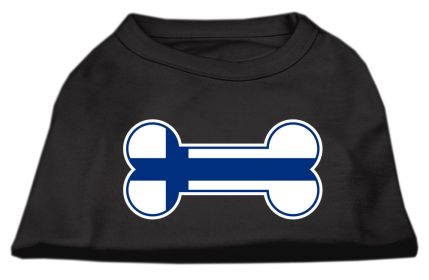 Bone Shaped Finland Flag Screen Print Shirts Black S