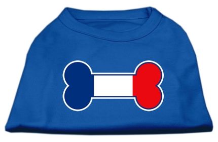 Bone Shaped France Flag Screen Print Shirts Blue Sm