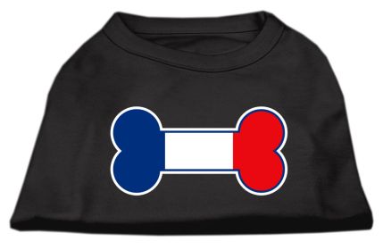 Bone Shaped France Flag Screen Print Shirts Black S