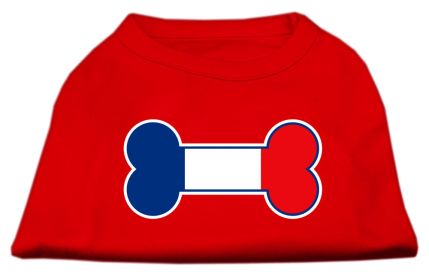 Bone Shaped France Flag Screen Print Shirts Red S