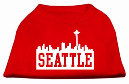 Seattle Skyline Screen Print Shirt Red Sm