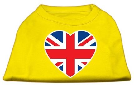 British Flag Heart Screen Print Shirt Yellow XL