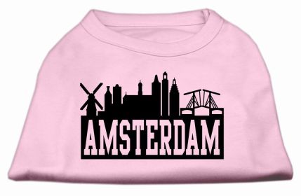 Amsterdam Skyline Screen Print Shirt Light Pink Med