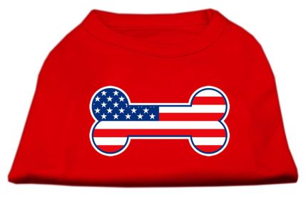 Bone Shaped American Flag Screen Print Shirts Red M