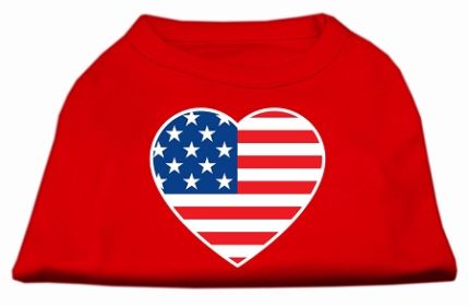 American Flag Heart Screen Print Shirt Red Med