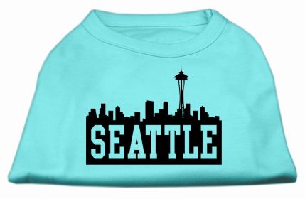 Seattle Skyline Screen Print Shirt Aqua Med