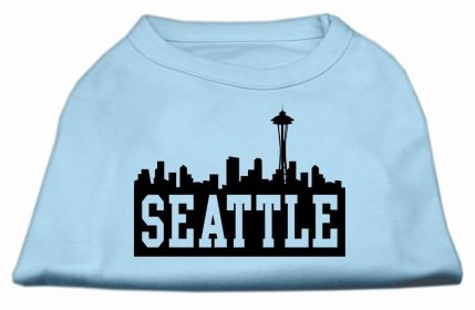 Seattle Skyline Screen Print Shirt Baby Blue Med