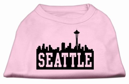 Seattle Skyline Screen Print Shirt Light Pink Med