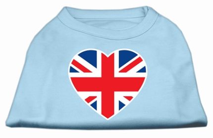 British Flag Heart Screen Print Shirt Baby Blue Sm