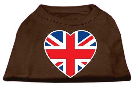 British Flag Heart Screen Print Shirt Brown Sm