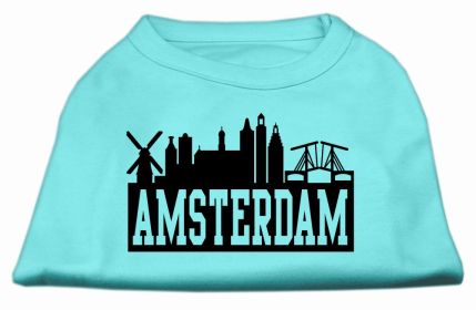 Amsterdam Skyline Screen Print Shirt Aqua Lg