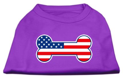 Bone Shaped American Flag Screen Print Shirts Purple L