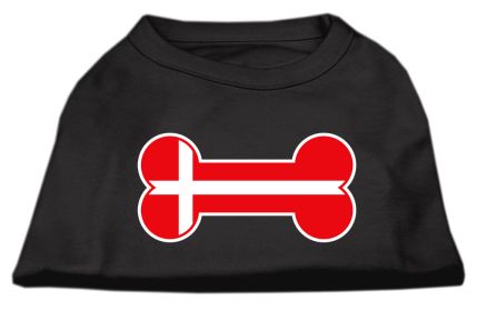 Bone Shaped Denmark Flag Screen Print Shirts Black L