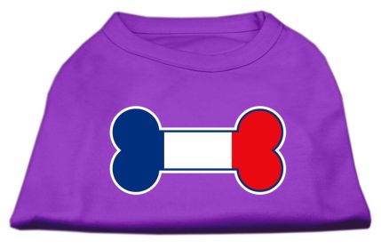 Bone Shaped France Flag Screen Print Shirts Purple L