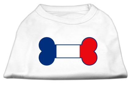 Bone Shaped France Flag Screen Print Shirts White L