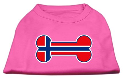 Bone Shaped Norway Flag Screen Print Shirts Bright Pink L