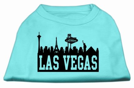 Las Vegas Skyline Screen Print Shirt Aqua Lg