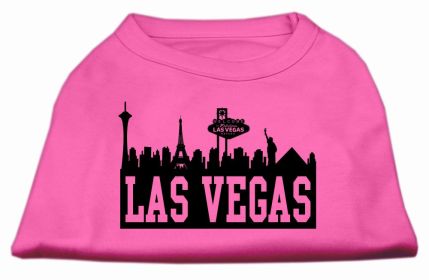 Las Vegas Skyline Screen Print Shirt Bright Pink Lg