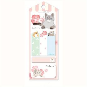 1pcs Cherry And Dog Pattern Index Tabs Page Markers,Cute Penguin Cat Panda Sticky Notes Tabs, Label Stickers Index Tabs For Page Marking Classify File (Style: Cat)