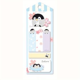 1pcs Cherry And Dog Pattern Index Tabs Page Markers,Cute Penguin Cat Panda Sticky Notes Tabs, Label Stickers Index Tabs For Page Marking Classify File (Style: Penguin)