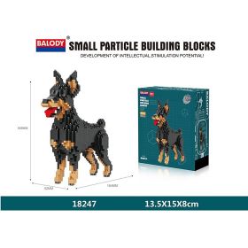 Cartoon Simulation Pet Dog Building Blocks Mini Dachshund Poodle Doberman Model Children's Toy Gift Dog Pet Building Blocks (Color: 18247, size: With box)