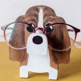 1pc Pet Glasses Stand; Wooden Eyeglass Holder Display Stand; Creative Animal Glasses Holder For Desktop Accessory; Home Office Desk Decor (Style: Big Eared Dog)