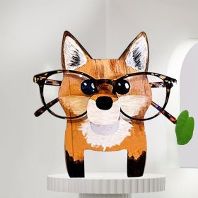 1pc Animal Glasses Holder; Wooden Eyeglass Holder; Cute Animal Glasses Holder; Handmade Carving Sunglasses Display Rack; For Desktop Accessory; Home O (Items: Fox)