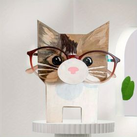 1pc Animal Glasses Holder; Wooden Eyeglass Holder; Cute Animal Glasses Holder; Handmade Carving Sunglasses Display Rack; For Desktop Accessory; Home O (Items: White Cat)