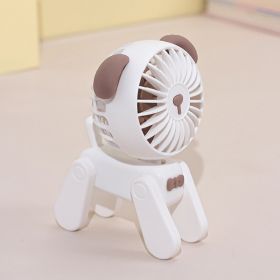 1PC Deer/Dog Portable Handheld Battery Powered Fan; 500mAh USB Rechargeable Battery Operated Fan Desk Fan Mini Small Fan (Color: White Puppy)