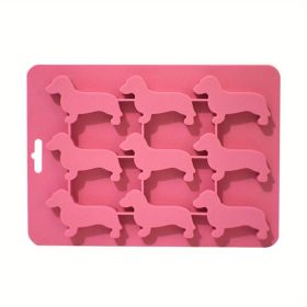 Ice Cube Silicone Tray Molds Trays Dog Mold Chocolate Dachshund Shaped Baking Candy Lid Jelly Mini Maker Fondant Puppy Release (Color: Light Pink)