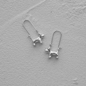 Three-dimensional Schnauzer Dog Ins Niche Earrings (Color: Silver)