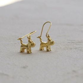 Three-dimensional Schnauzer Dog Ins Niche Earrings (Color: gold)