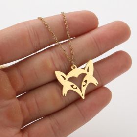 Ins Light Luxury Personality Cute Cartoon Animal Pendant Necklace (Style: Gold, Color: Fox head)