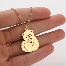 Ins Light Luxury Personality Cute Cartoon Animal Pendant Necklace (Style: Gold, Color: Cute cat)